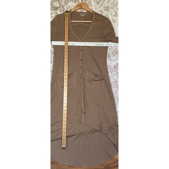 ANTHROPOLOGIE Anama Ribbed Cardigan Sweater Small Hi-Low Button Down Tan - Picture 7 of 11